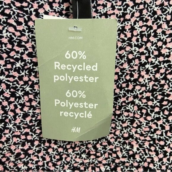 H&m dress liberty floral pink white black lightweight open to the leg summer XL - Picture 6 of 14